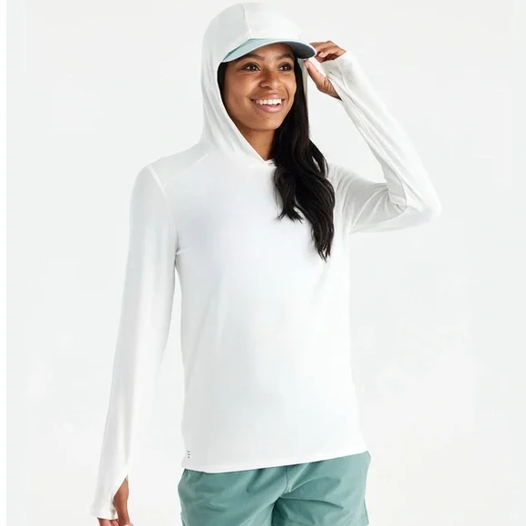 Free Fly Women’s Bamboo Lightweight Hoodie II in Bright White - Picture 1 of 4